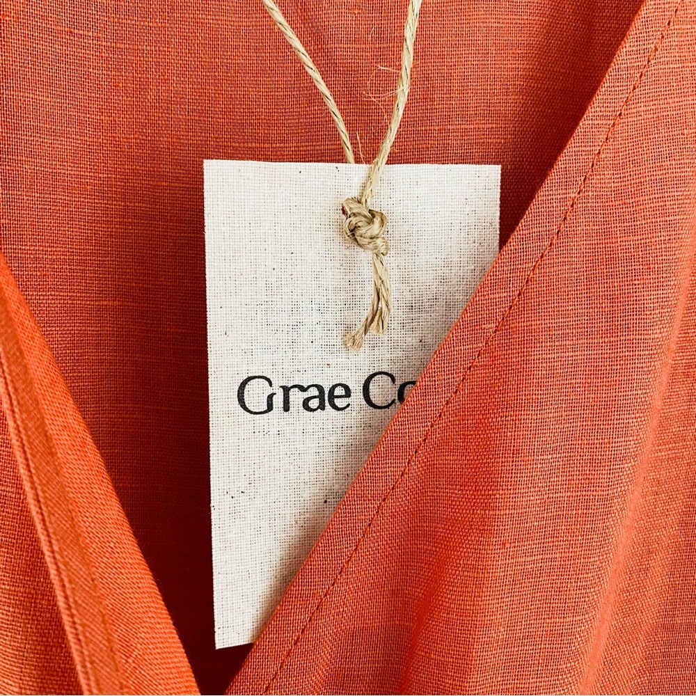 Grae Cove NEW Coral Orange Belted Wrap Style Lightweight‎ Jumpsuit Size Small - Picture 8 of 12